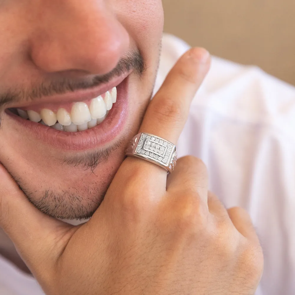 1/4 Carat Diamond Gents Ring in Sterling Silver Sterling Silver	Jewelry