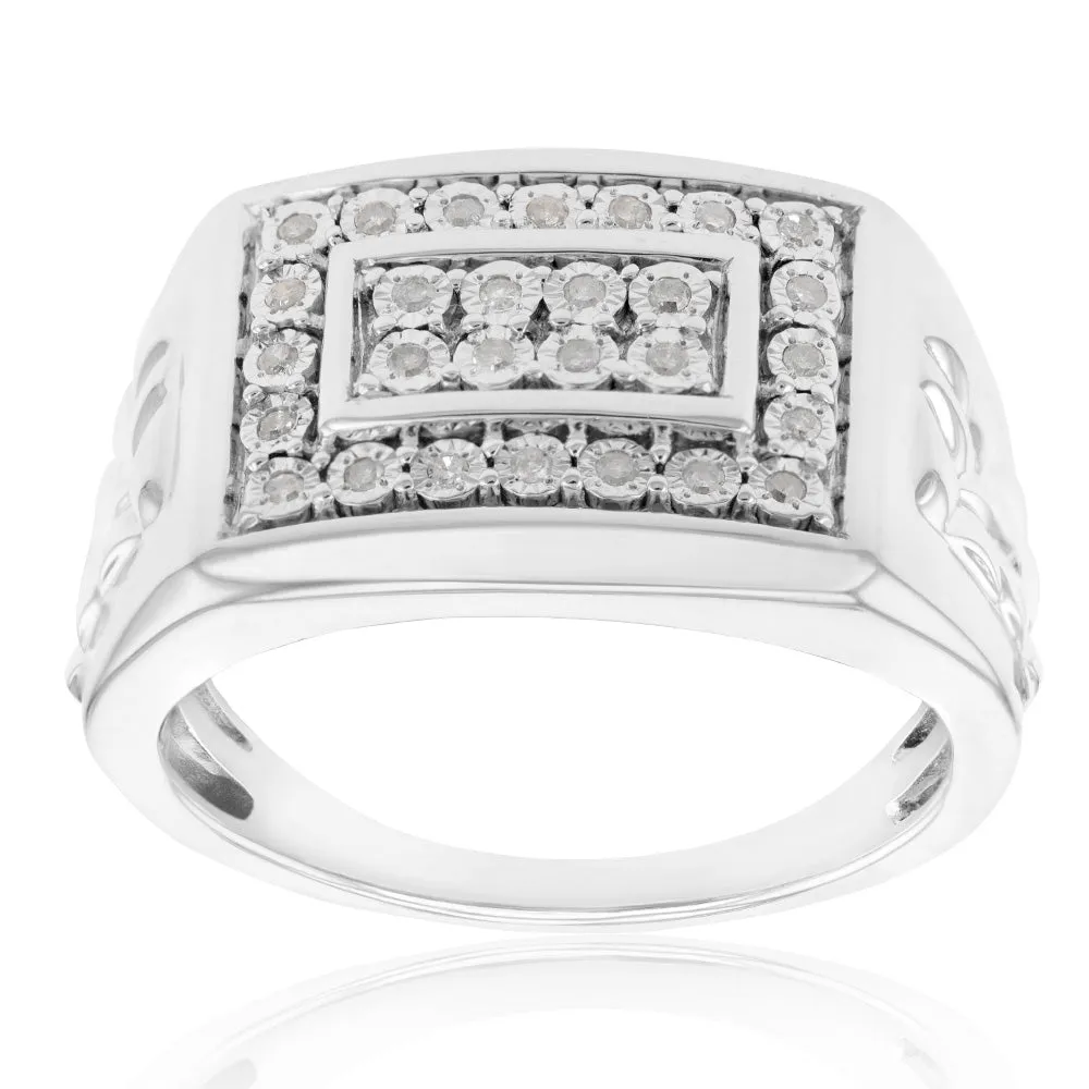 1/4 Carat Diamond Gents Ring in Sterling Silver Sterling Silver	Jewelry
