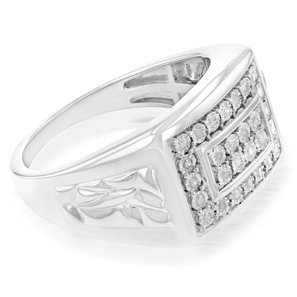 1/4 Carat Diamond Gents Ring in Sterling Silver Sterling Silver	Jewelry