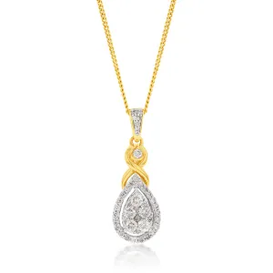 9ct Yellow Gold 1/2 Carat Diamond Pear Shaped Pendant