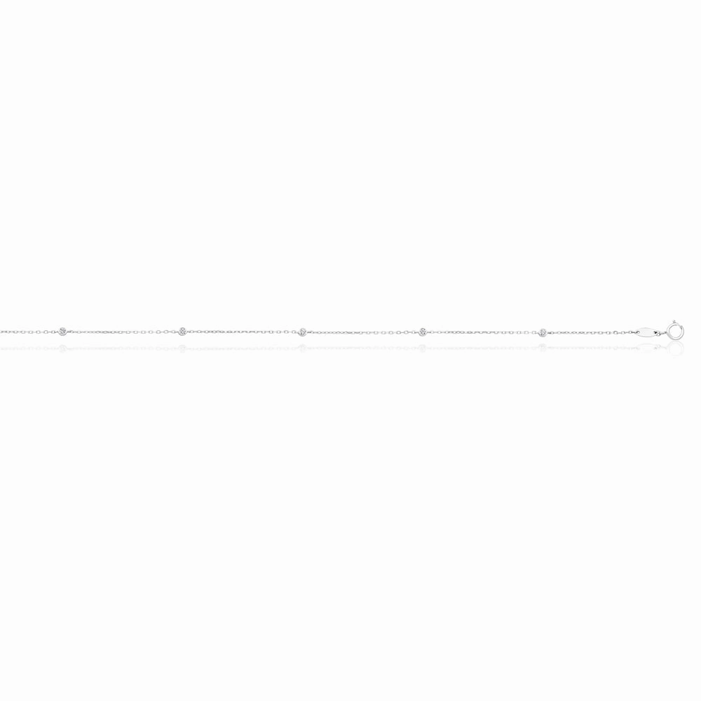 9ct White Gold Anklet with Cubic Zirconias