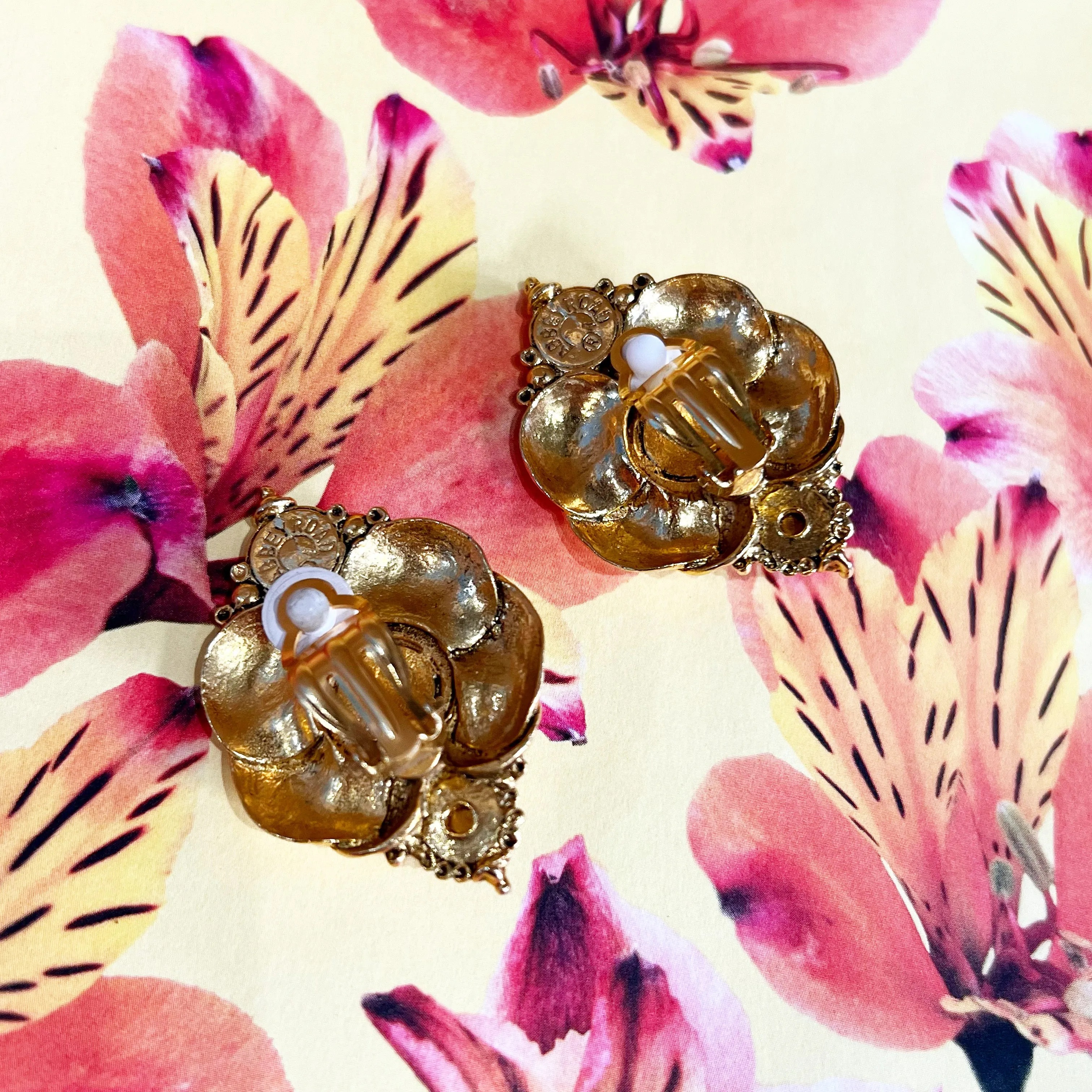 Abbey Road Gold, Yellow Glass Statement Clip On Earrings