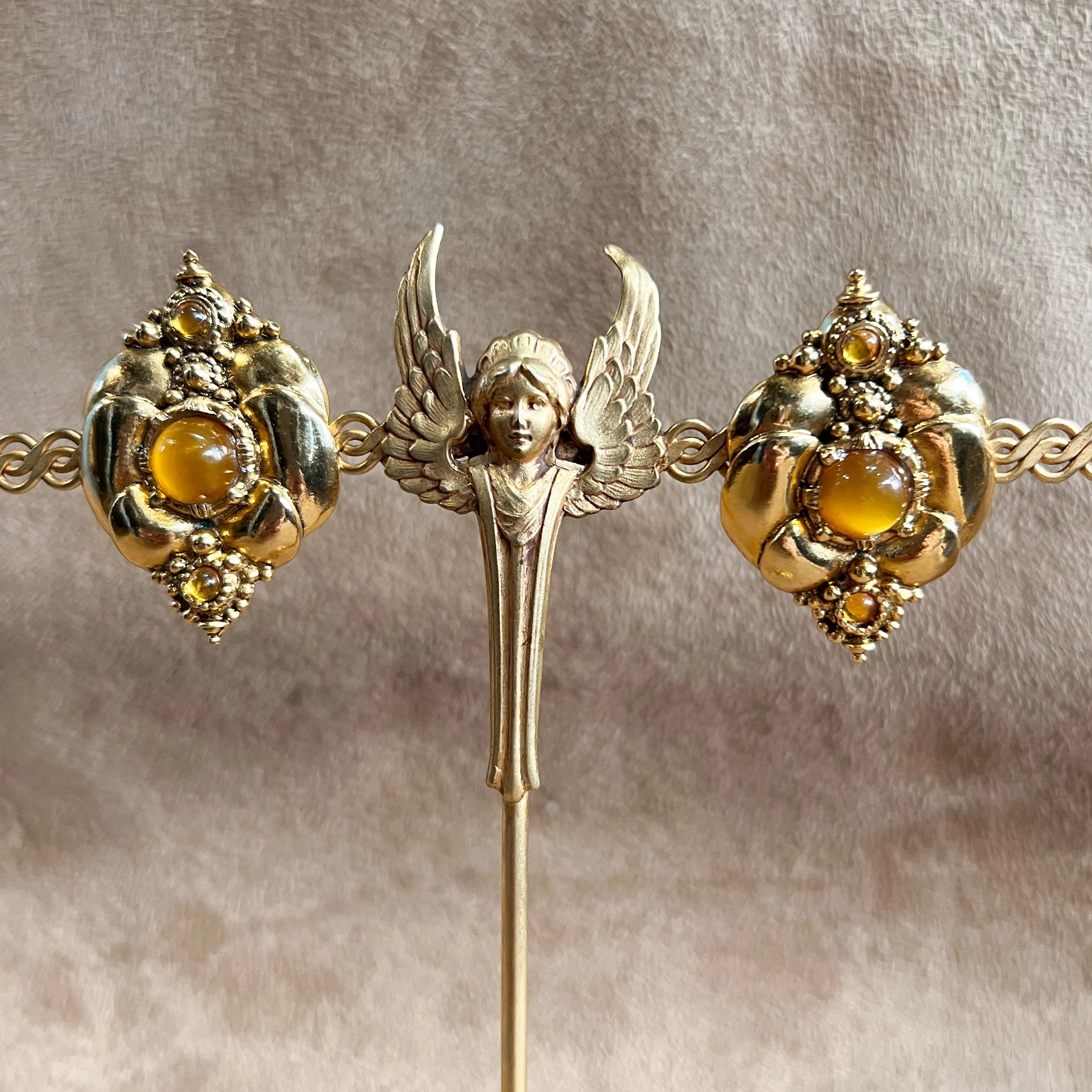 Abbey Road Gold, Yellow Glass Statement Clip On Earrings