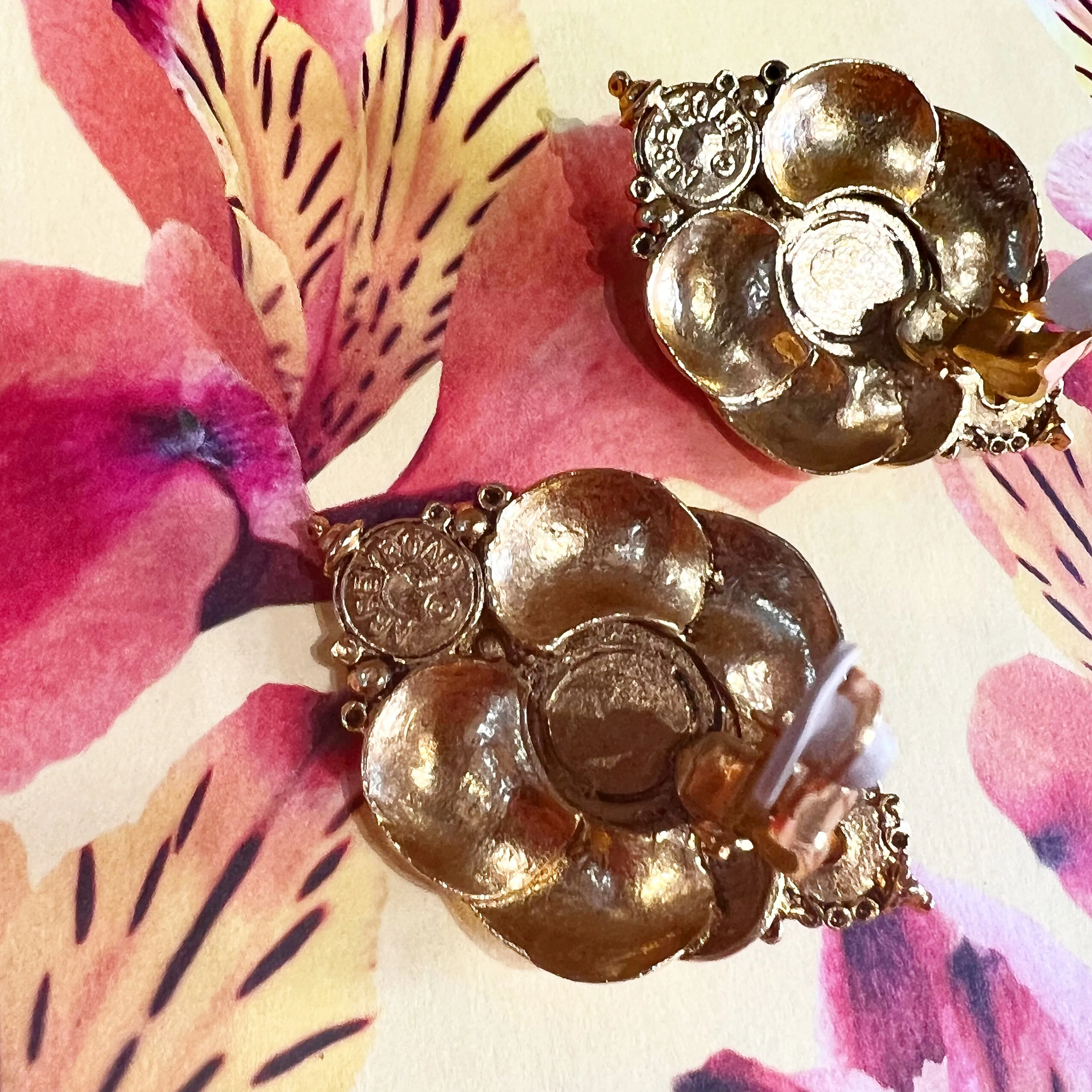 Abbey Road Gold, Yellow Glass Statement Clip On Earrings