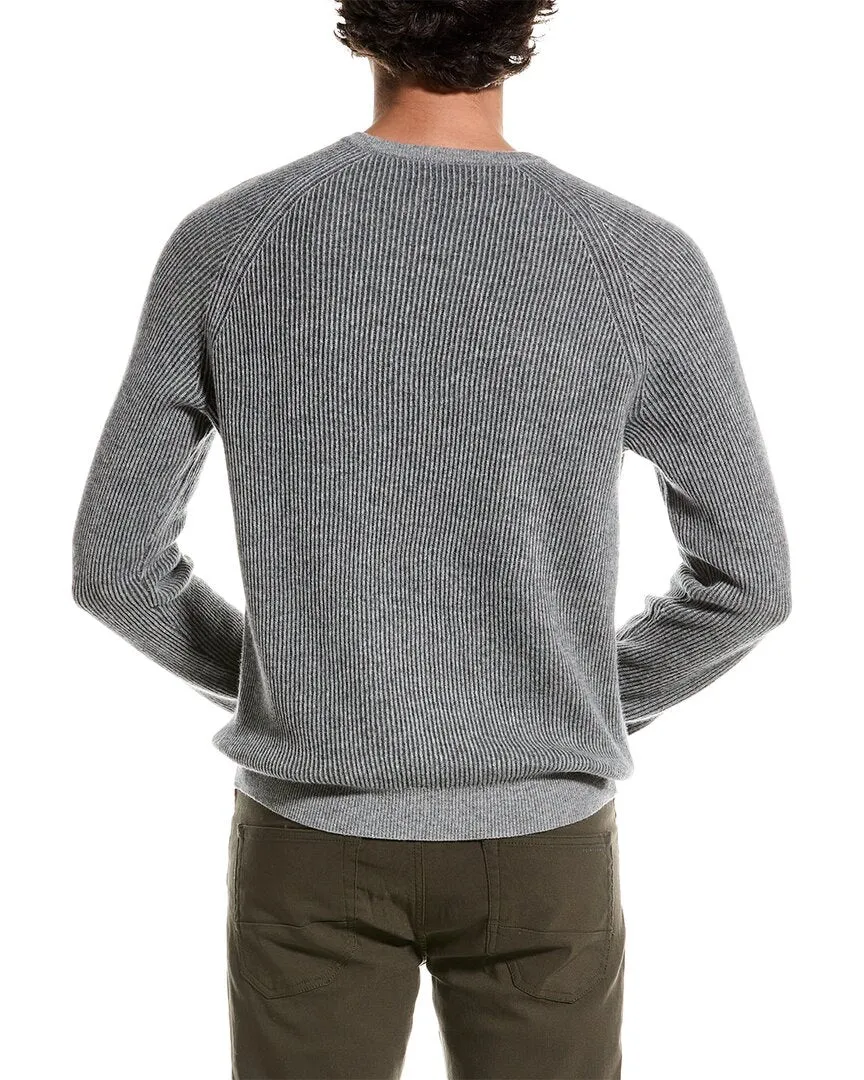 Amicale Cashmere Plaited Rib Raglan Cashmere Crewneck Sweater