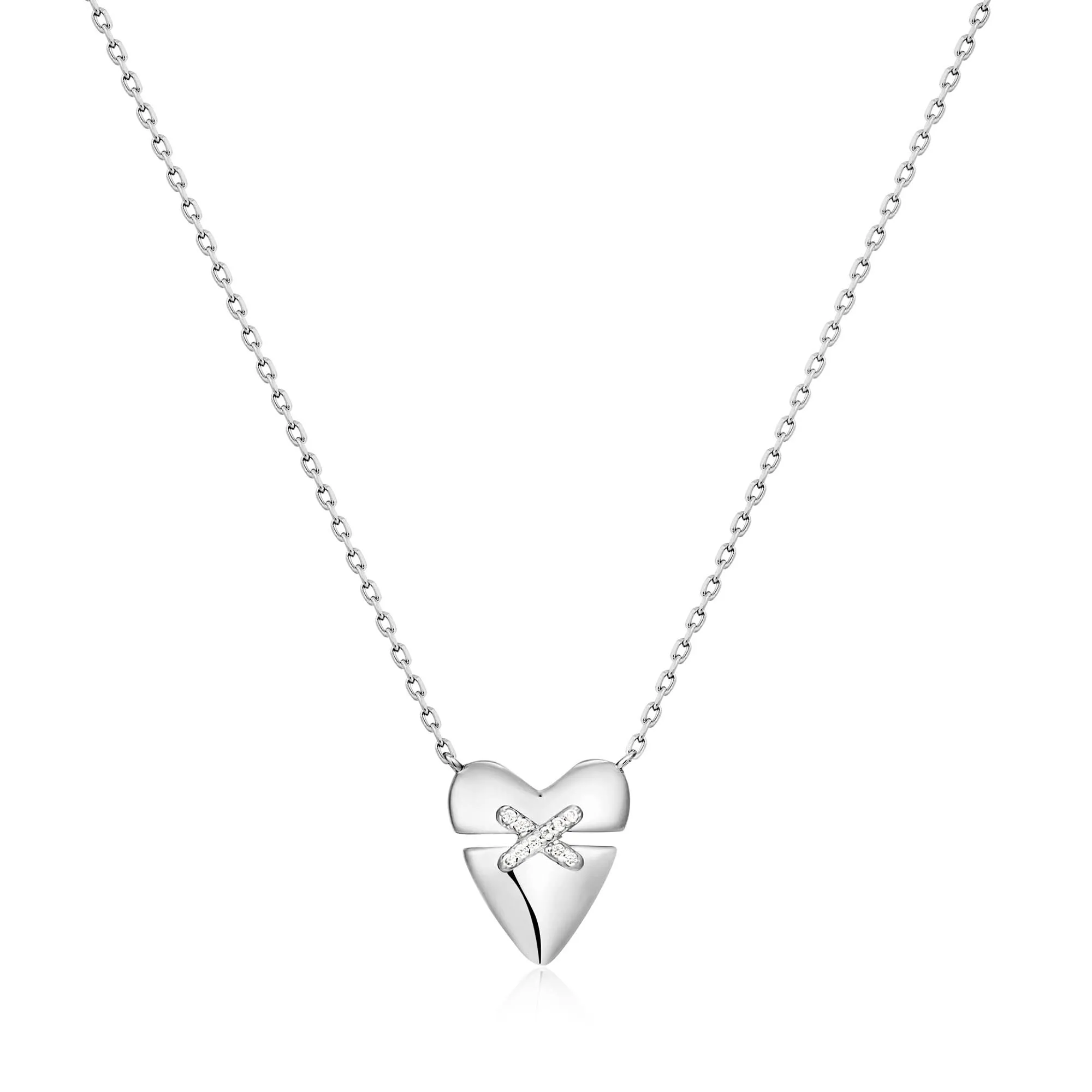 Ania Haie Silver Heart Kiss Pavé Necklace N057-02H Ania Haie Jewellery