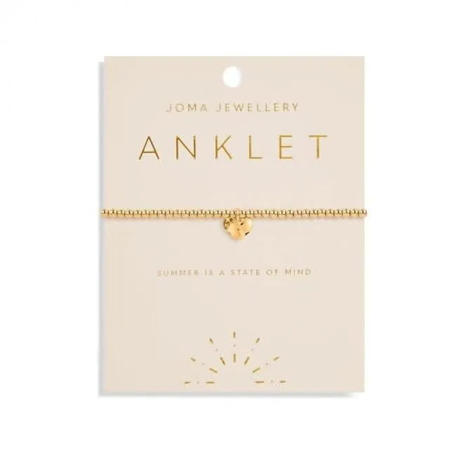 Anklet Gold Hammered Heart 5619 Joma Jewellery