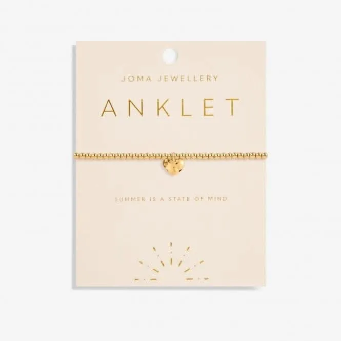 Anklet Gold Hammered Heart 5619 Joma Jewellery