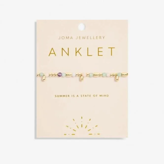 Anklet Multi Stone Gold Plated Anklet 23cm Stretch Anklet 6943 Joma Jewellery