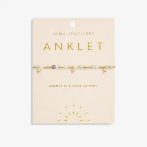 Anklet Multi Stone Gold Plated Anklet 23cm Stretch Anklet 6943 Joma Jewellery