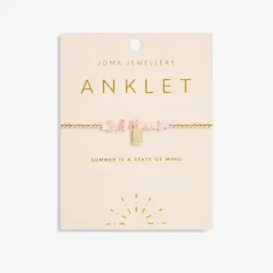 Anklet Pink Crystal Gold Plated Anklet 23cm Stretch Anklet 6948 Joma Jewellery