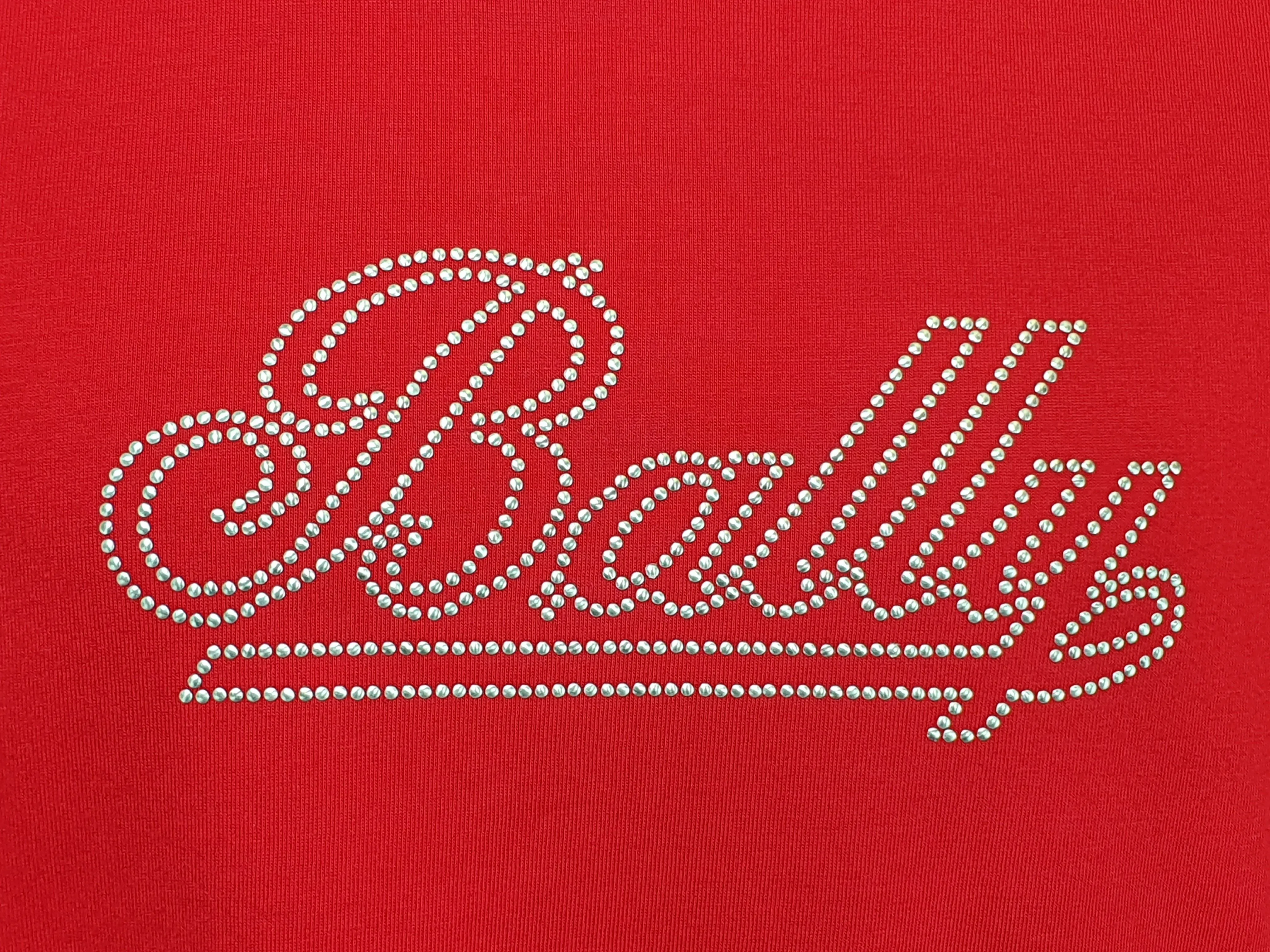 Bally 6248613 Women's Red 100% Cotton Studs Logo T-Shirt