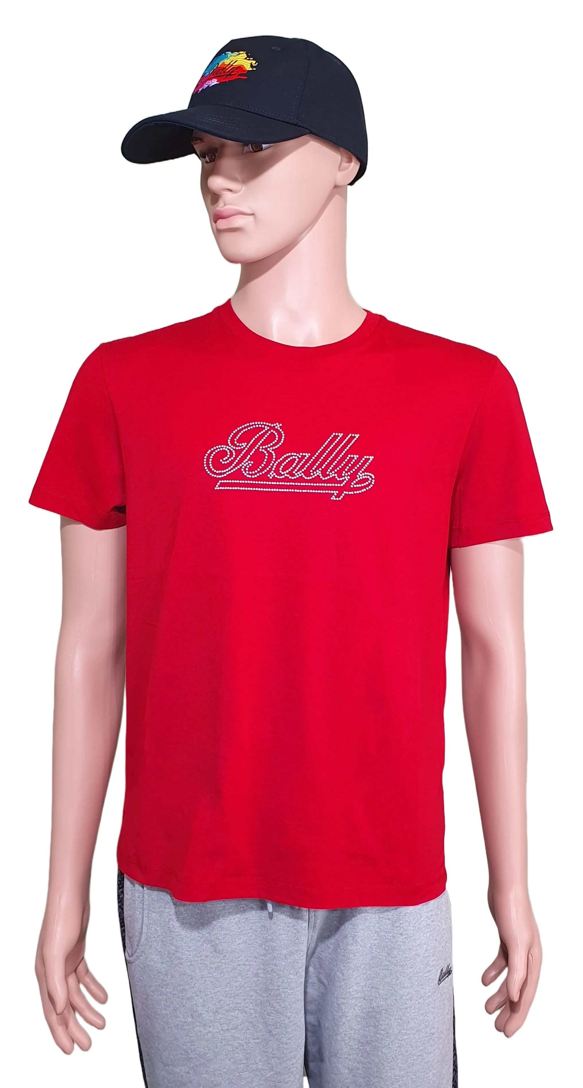 Bally 6248613 Women's Red 100% Cotton Studs Logo T-Shirt