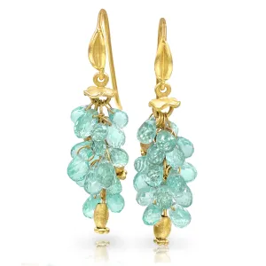Barbara Heinrich Seafoam Emerald Faceted Briolette Gold Drop Earrings