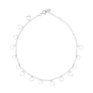 Beginnings Sterling Silver Cutout Heart 23 5.5cm Ankle Chain K016 Beginnings Jewellery