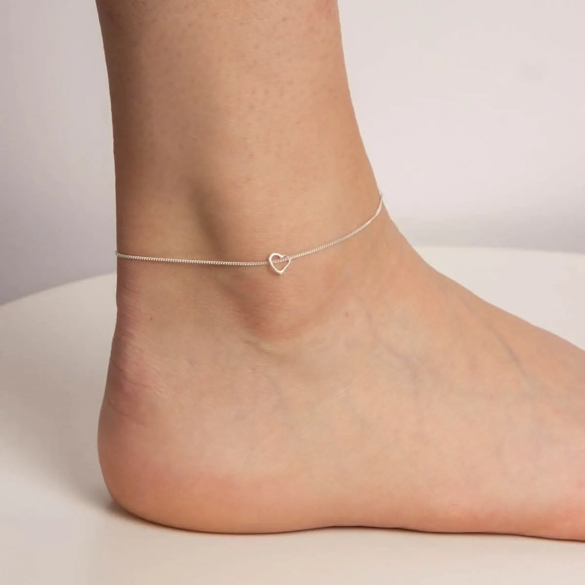 Beginnings Sterling Silver Slip On Heart 23cm Ankle Chain K157 Beginnings Jewellery