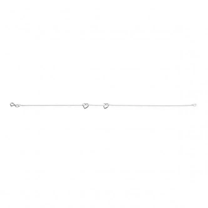 Beginnings Sterling Silver Slip On Heart 23cm Ankle Chain K157 Beginnings Jewellery
