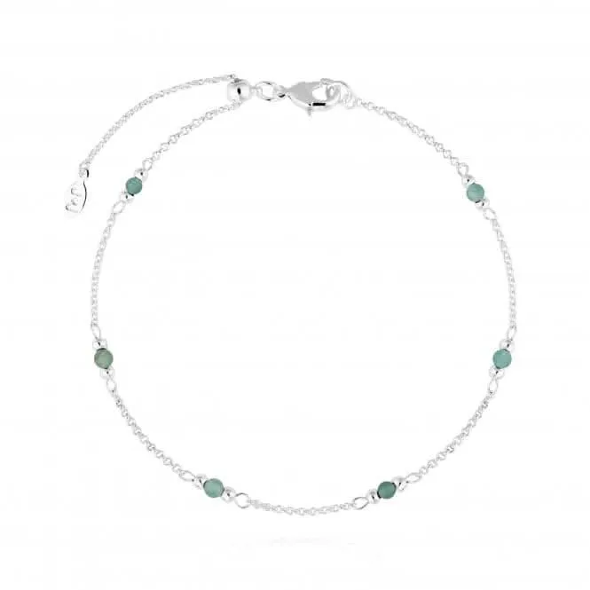 Birthstone August Aventurine Silver 26cm Adjustable Anklet 4207 Joma Jewellery