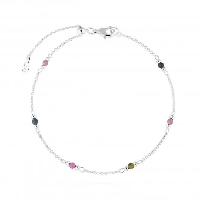 Birthstone October Tourmaline Silver 26cm Adjustable Anklet 4209 Joma Jewellery