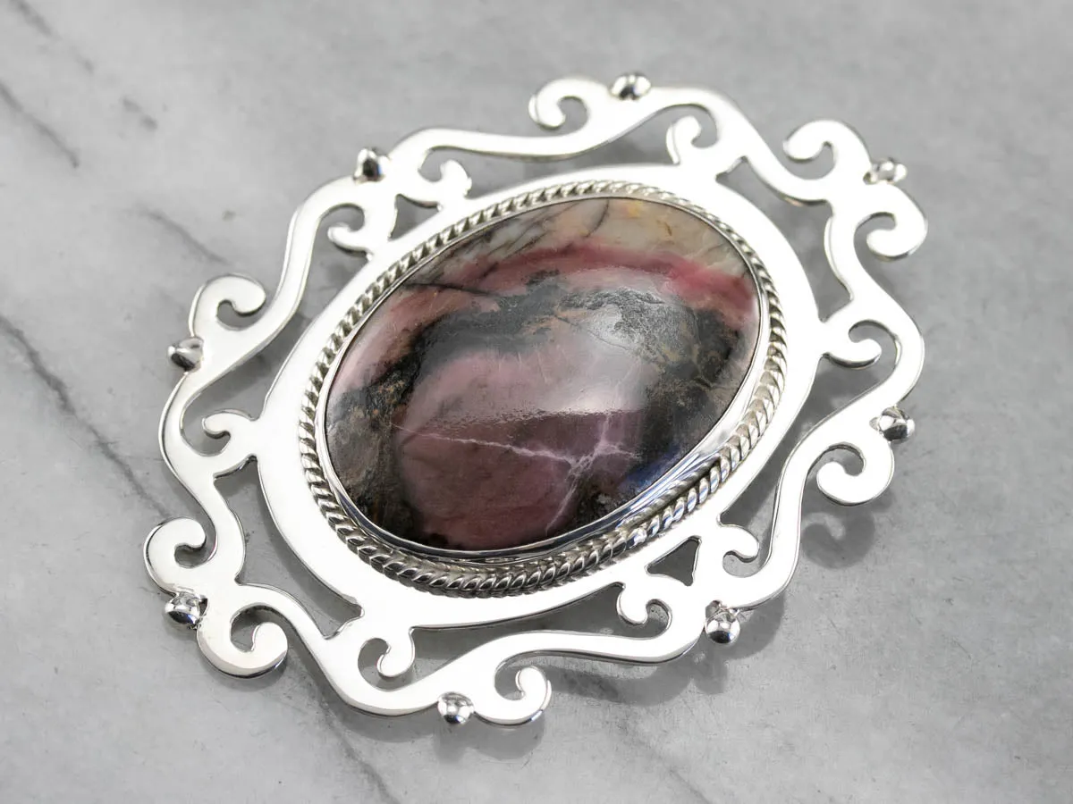 Bold Rhodochrosite Pendant or Brooch