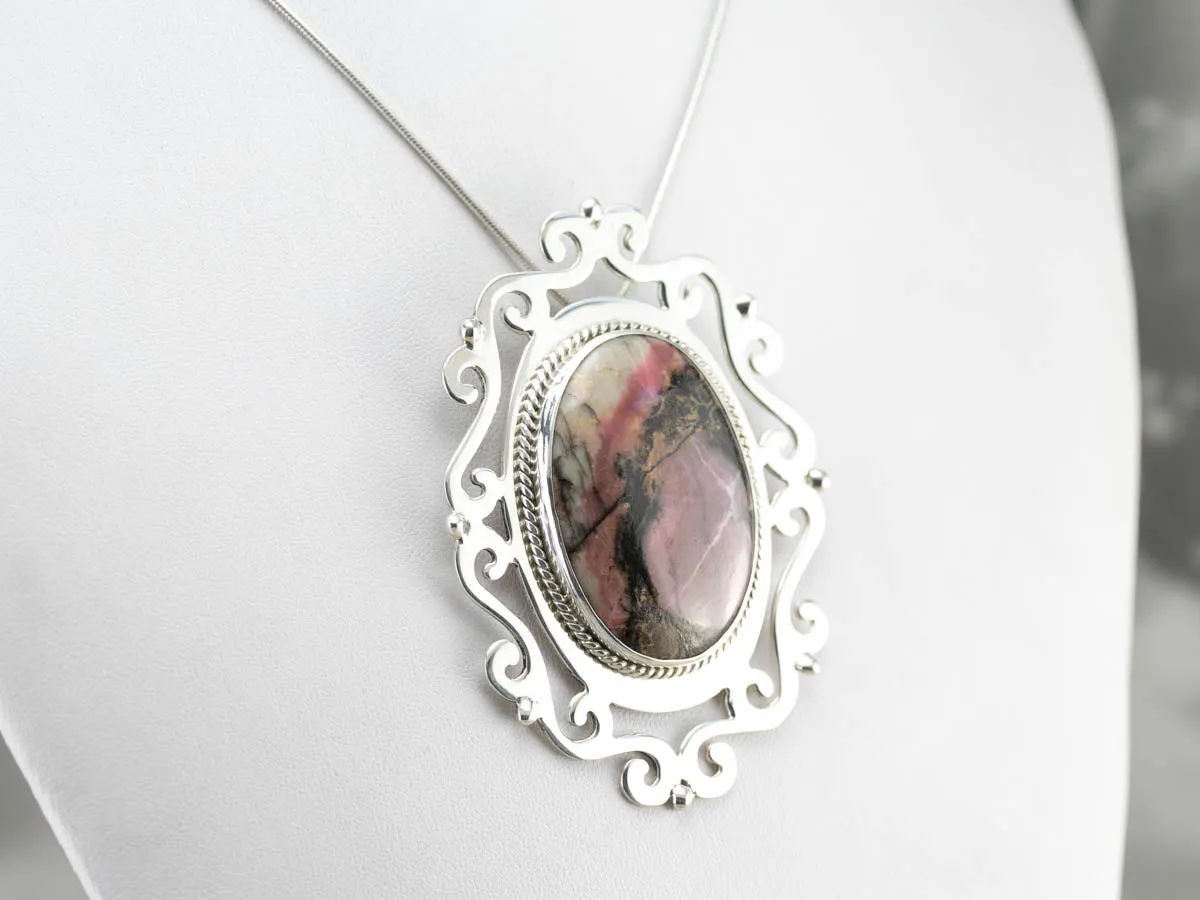 Bold Rhodochrosite Pendant or Brooch