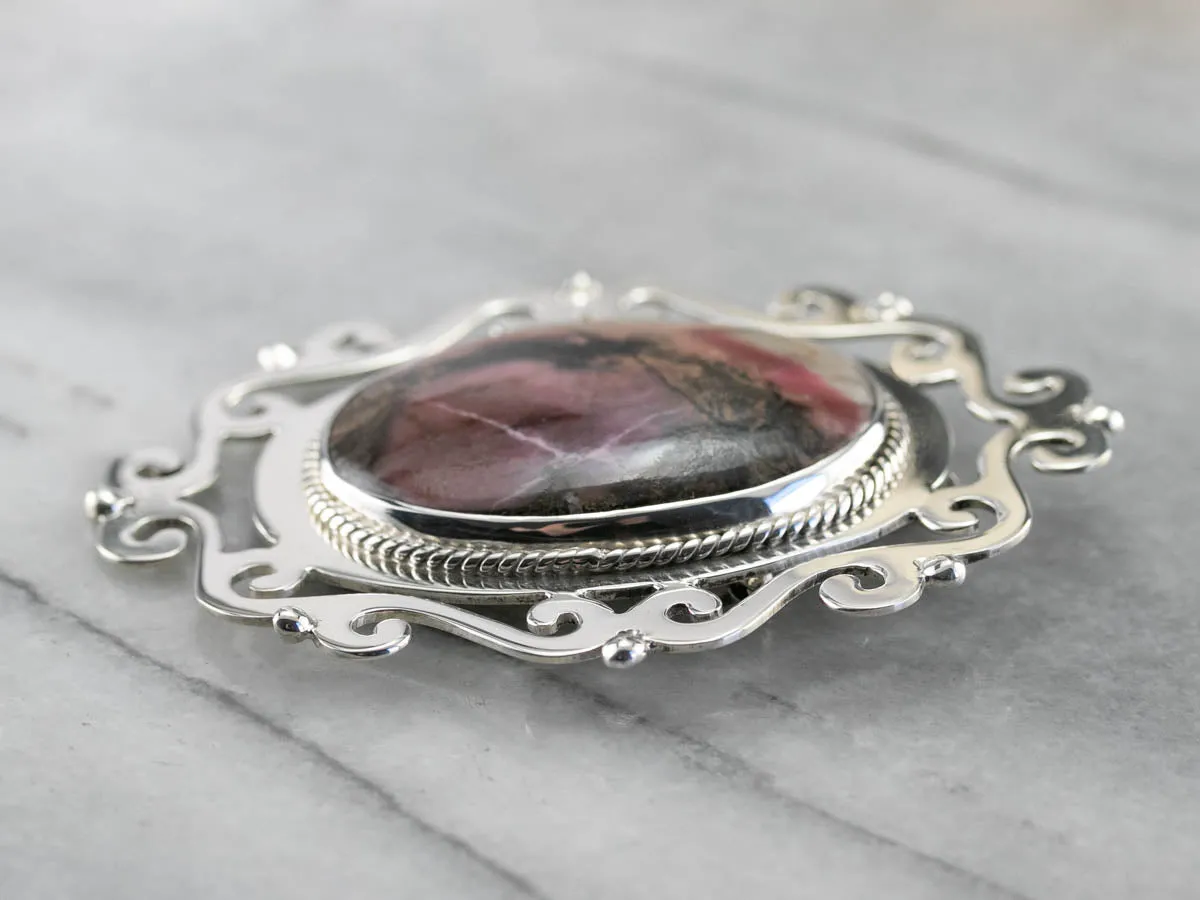 Bold Rhodochrosite Pendant or Brooch