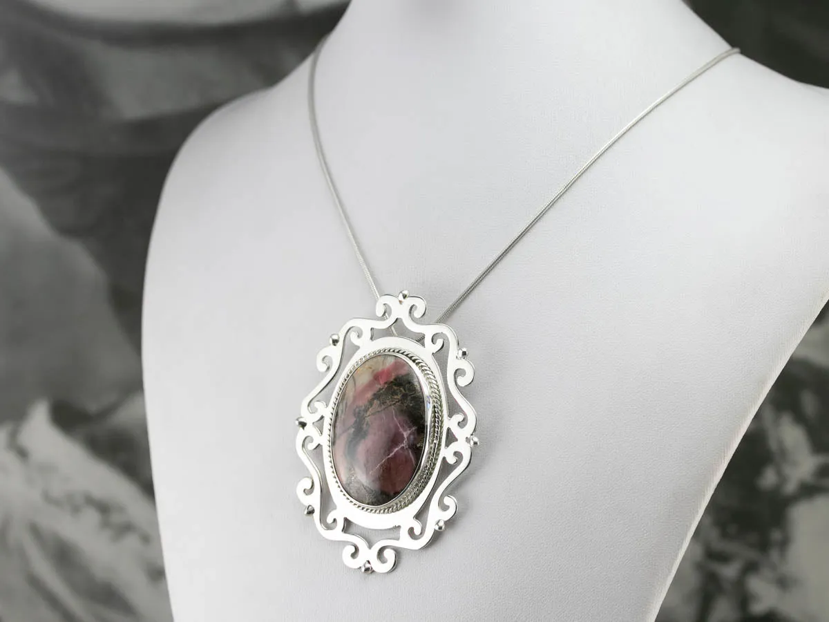 Bold Rhodochrosite Pendant or Brooch