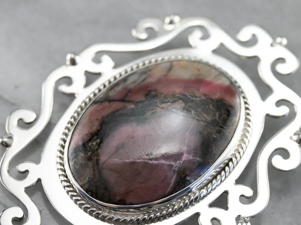Bold Rhodochrosite Pendant or Brooch