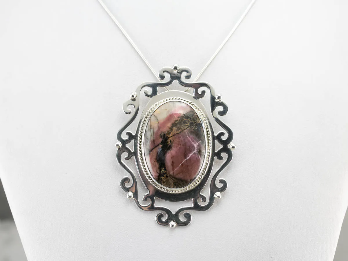 Bold Rhodochrosite Pendant or Brooch