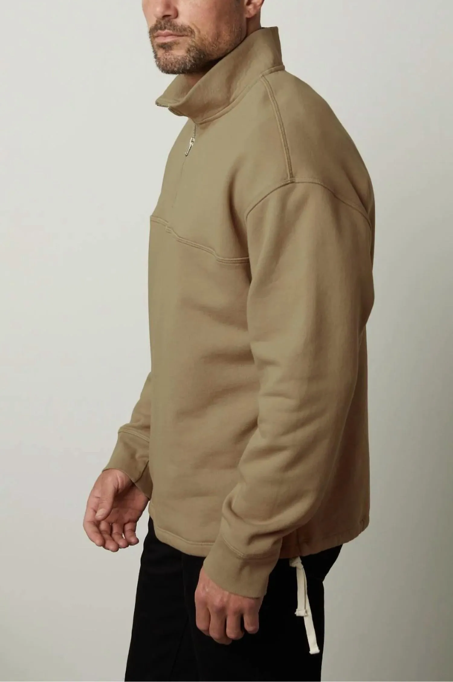 Bosco Long Sleeve Zip Neck Top In Clove