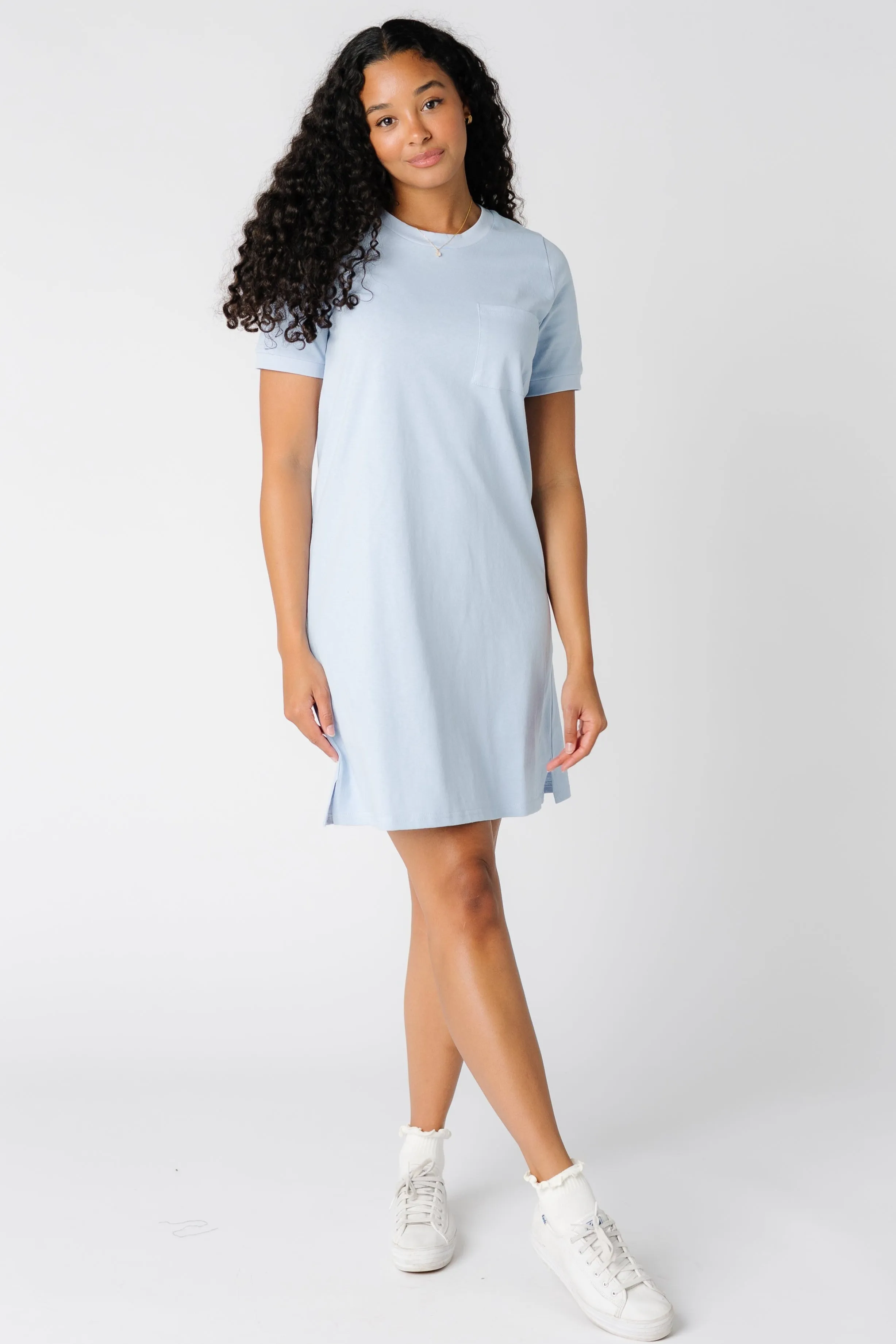 Brass & Roe Strolling T-Shirt Dress - Light Blue