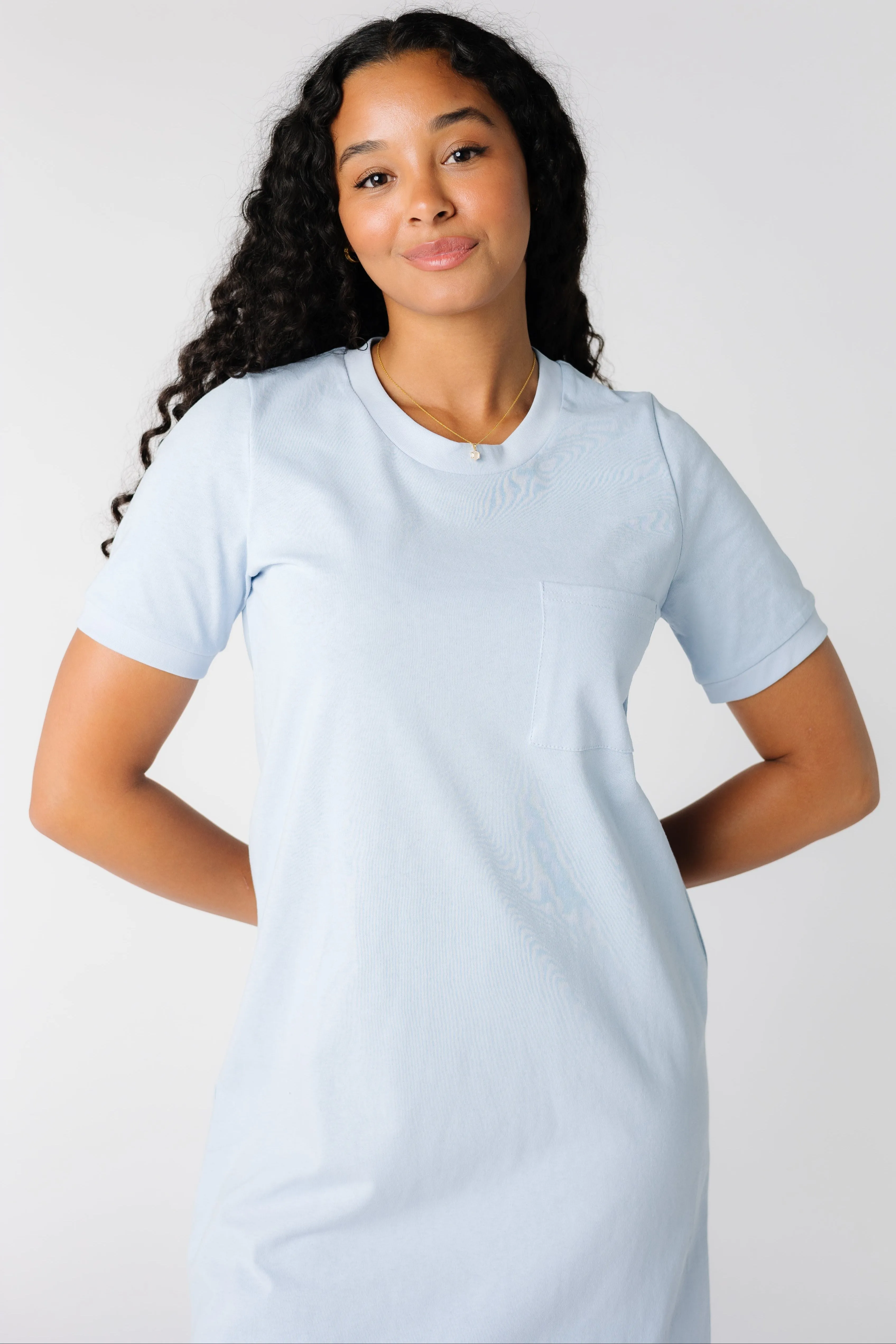 Brass & Roe Strolling T-Shirt Dress - Light Blue