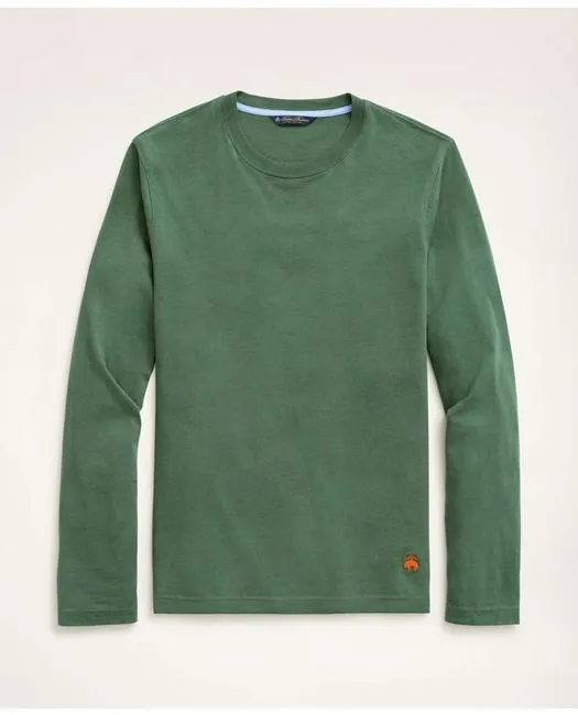 Brooks Brothers Men's Big & Tall Supima Cotton Long-Sleeve Logo T-Shirt Green Brooks Brothers