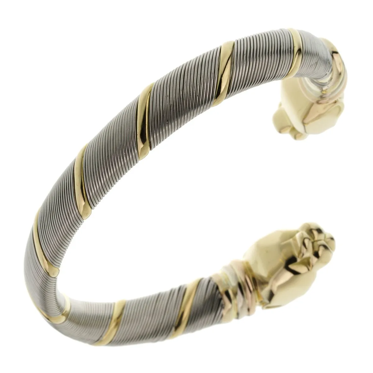 Cartier Panthere Stainless Steel Gold Bangle Bracelet Cartier Jewelry