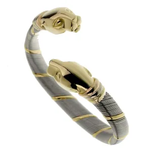 Cartier Panthere Stainless Steel Gold Bangle Bracelet Cartier Jewelry