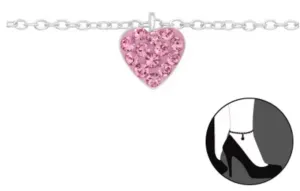 Children Jewellery Light Rose Pink Heart Anklet