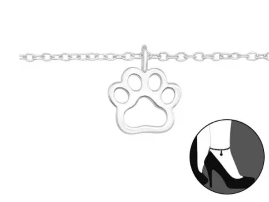 Children Jewellery Paw Print Anklet