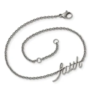Chisel Jewelry Stainless Steel Polished FAITH with 1in ext. Anklet