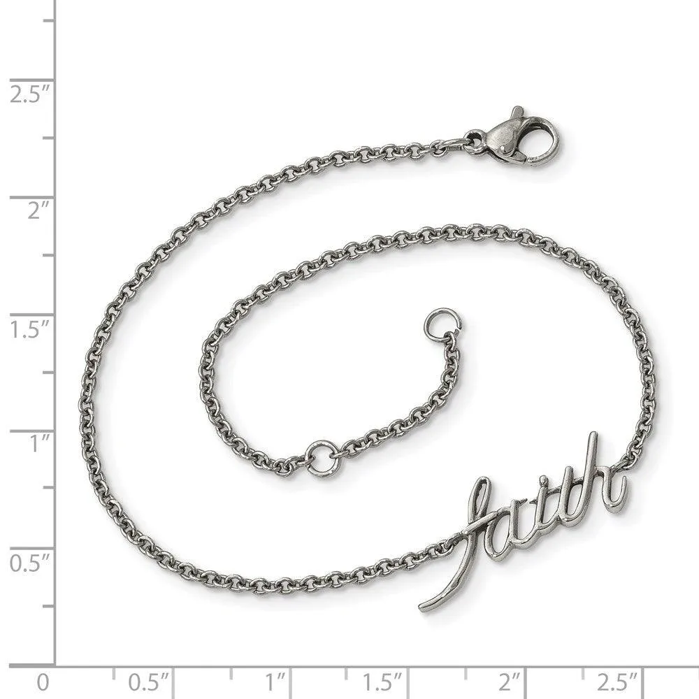 Chisel Jewelry Stainless Steel Polished FAITH with 1in ext. Anklet