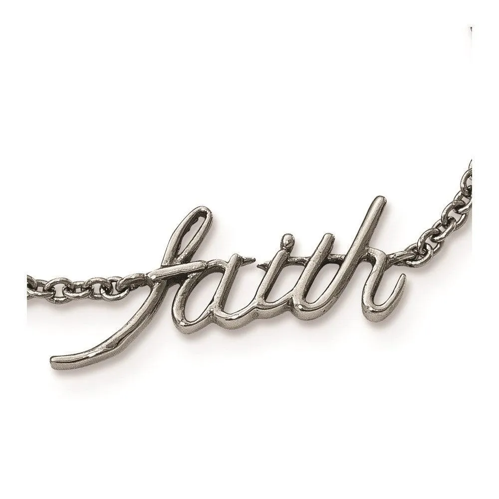 Chisel Jewelry Stainless Steel Polished FAITH with 1in ext. Anklet