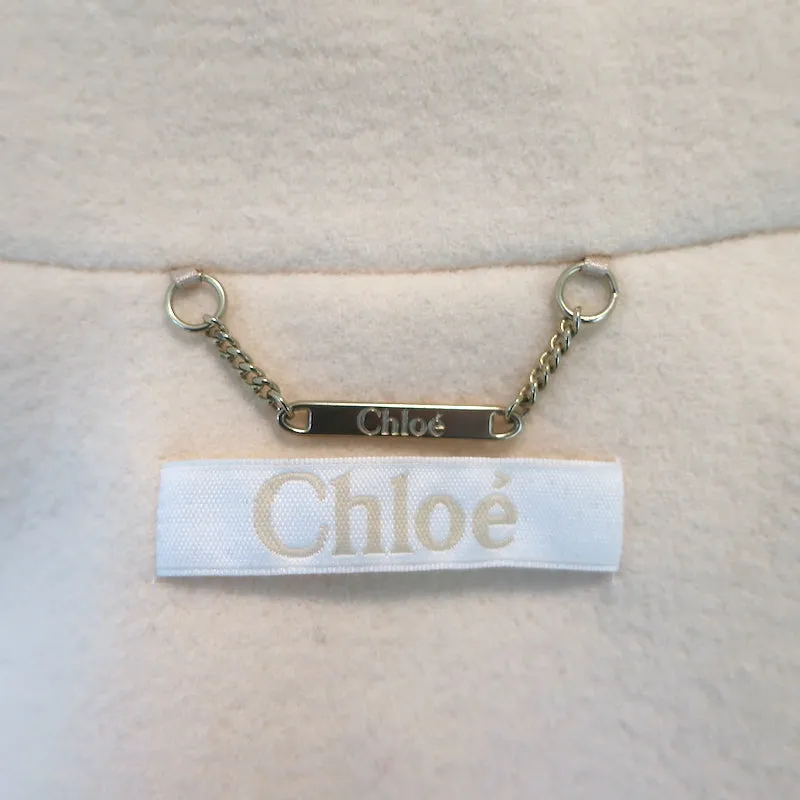 Chloe Side-Buckled Coat Milk Stretch Wool Crepe Size 36