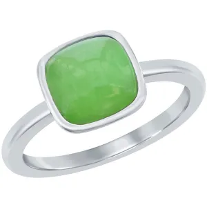 Classic Jewelry Classic Unisex Silver 8mm Cushion Jade Ring - W-2843