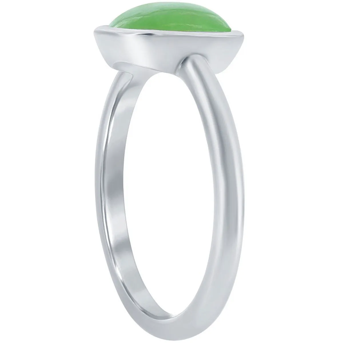 Classic Jewelry Classic Unisex Silver 8mm Cushion Jade Ring - W-2843