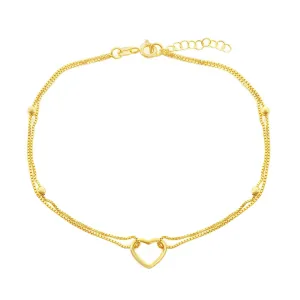 Classic Jewelry Classic Women's Anklet - Double Strand Brought Together with Open Heart | R-9117-GP