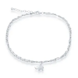 Classic Jewelry Classic Women's Anklet - Double Strand Mirror Chain with Elephant Charm | R-9263