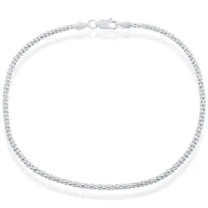 Classic Jewelry Classic Women's Anklet - Silver Plated Sterling 2.5mm Popcorn, 9 inch | R-9257-9