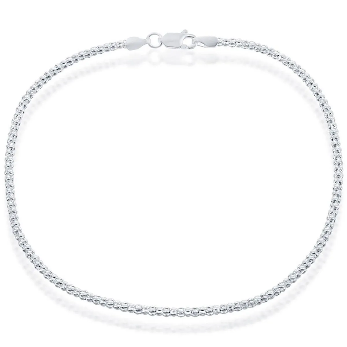 Classic Jewelry Classic Women's Anklet - Silver Plated Sterling 2.5mm Popcorn, 9 inch | R-9257-9
