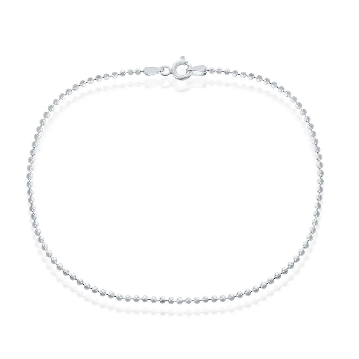 Classic Jewelry Classic Women's Anklet - Sterling Silver 1.8mm Diamond-Cut Beaded | R-9258