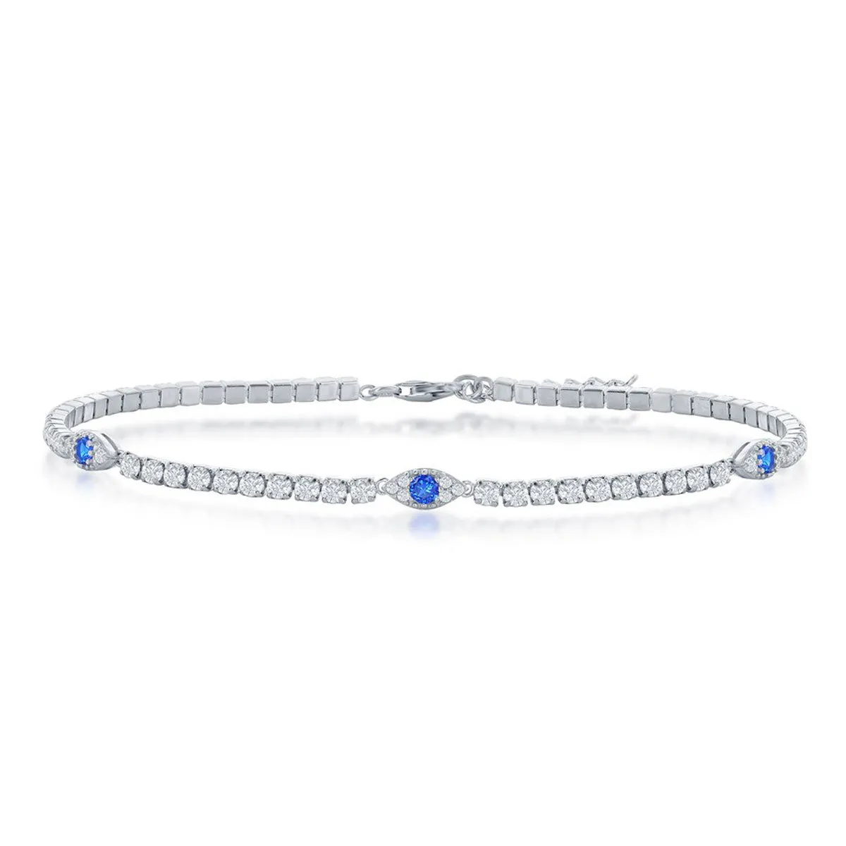 Classic Jewelry Classic Women's Anklet - Sterling Silver CZ Evil Eye Tennis | R-9279