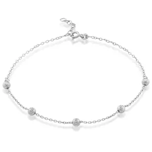Classic Jewelry Classic Women's Anklet - Sterling Silver Diamond Cut Beads | R-9107